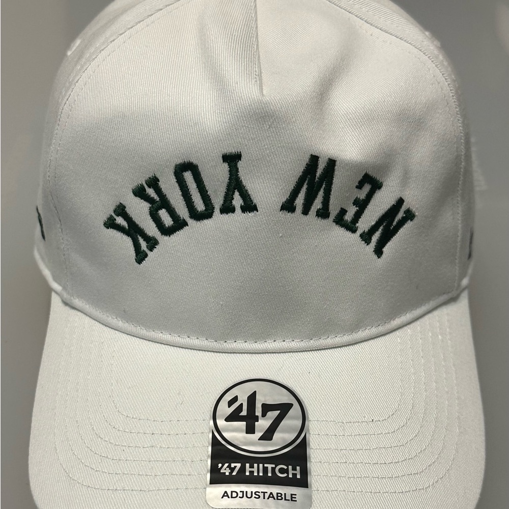 New York Jets NFL '47 Brand White Reversed Script Hitch Snapback Adjustable Hat
